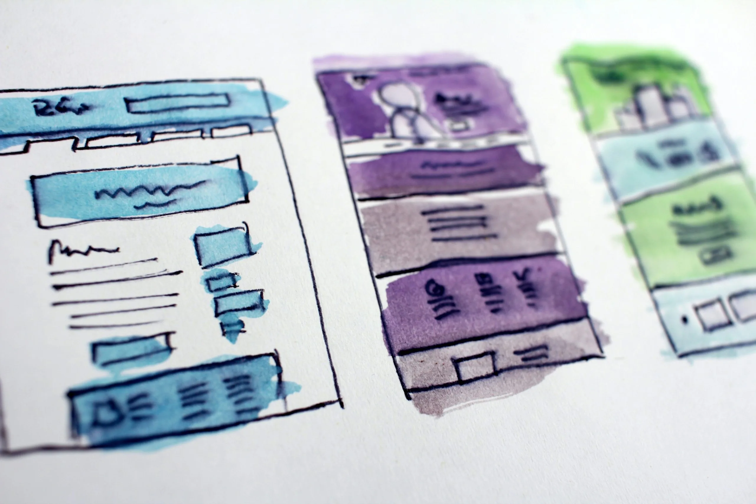 Watercolor website wireframe